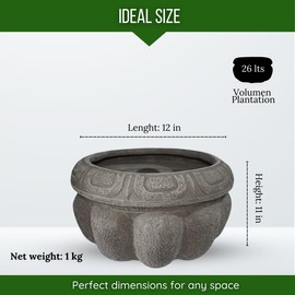 Elly Décor Plastic Cantera Planter 21x10 in Pot Cantera Design Decorative for Indoor and Outdoors Plants Round Flower Pot White cantera