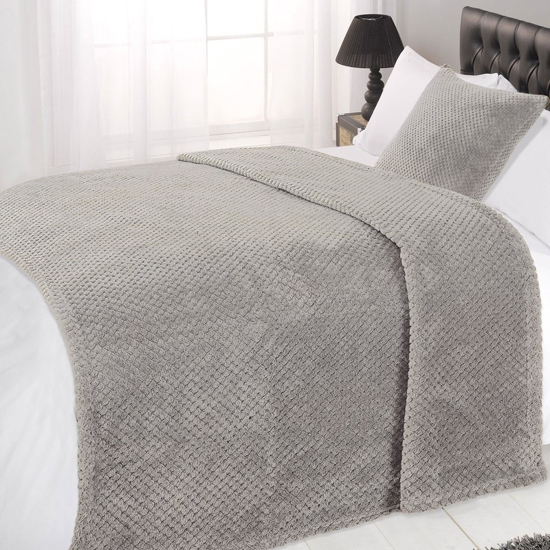 Dreamscene Luxury Waffle Soft Mink Warm Throw Over Sofa Bed