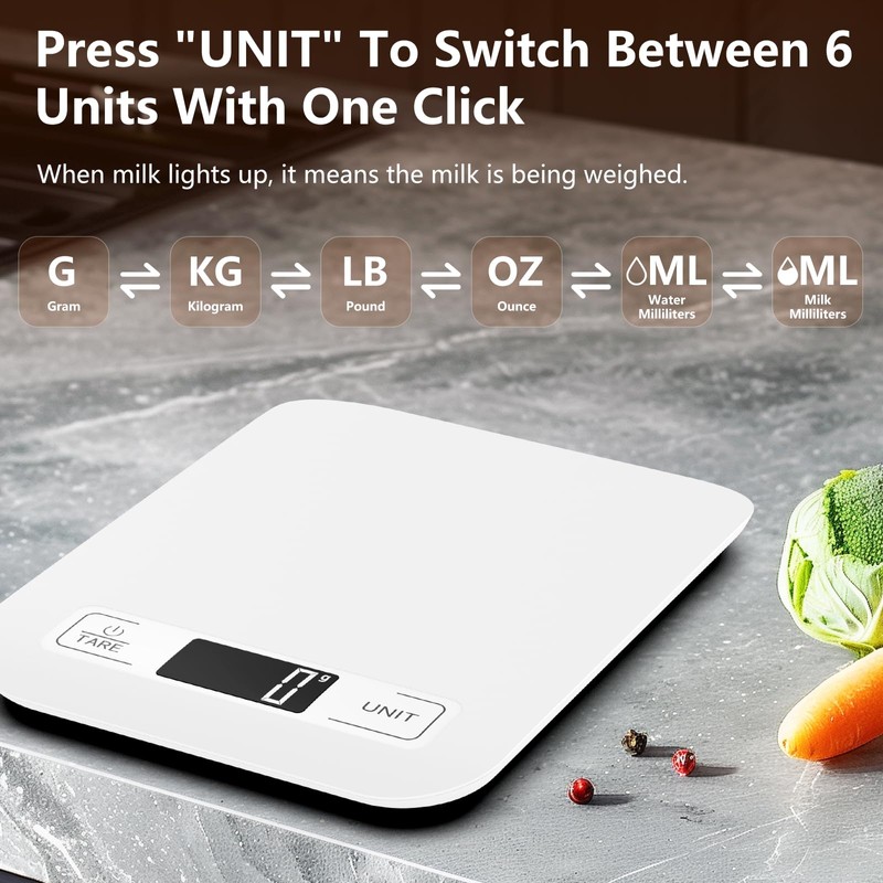 GeeRic Digital Food Scale,Kitchen Scale 22lb/10kg Capacity, 6 Units with