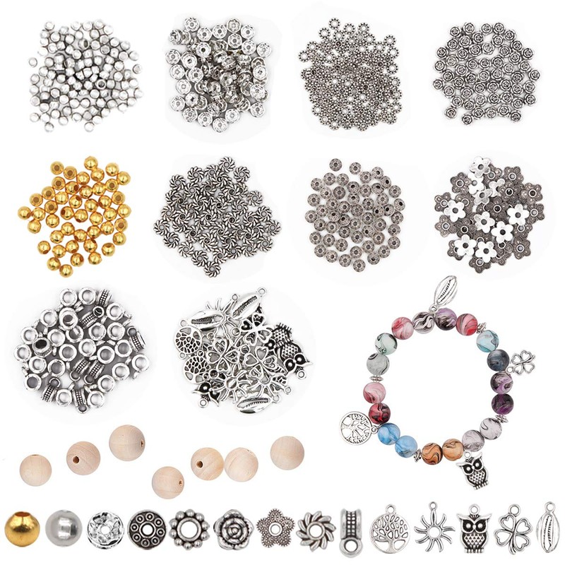EuTengHao 1146Pcs Lava Beads Round Loose Marble Beads Ink Patterns