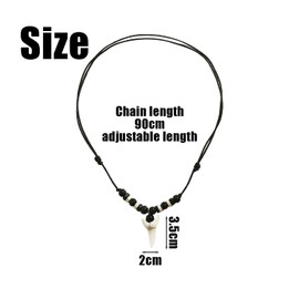 NYGGTYK 1PC Shark Tooth Necklace Surfer Necklace Wooden Beads Fashion Vintage Pendant Mens Charm Necklace Casual Style Jewelry, Wax thread, wooden beads, acrylic