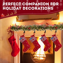 2 in 1 Garland and Stocking Mantel Hangers Fireplace,Heavy Duty Garland Hanger Xmax, Christmas Stocking Holders for Mantle Garland,Mantle Hooks for Garland Set of 6 Home Christmas Decoration