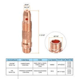 sourcing map 5Pcs TIG Welding Collet Body 10N23 (1/16") Bore Diameter Copper Consumables for WP-17, WP-18, and WP-26 Series Welding Torch Collet Body