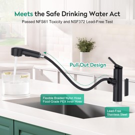 CREA Black Single Hole Bathroom Faucet 1 Handle Pull Out Bar Sink Faucets with Sprayer Handheld Bath Tub Faucet Baby Pets Laundry Toilet Vanity Basin Mixer Tap