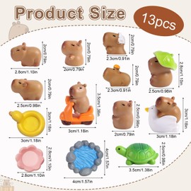 Tinoaly 13pcs Mini Resin Capybara Figurines, Small Collectible Animal Toys for Car Dashboard Decor, Miniature Little Garden Landscape Home Desk Ornaments, DIY Crafts Blind Box Game Rewards Tiny Gift