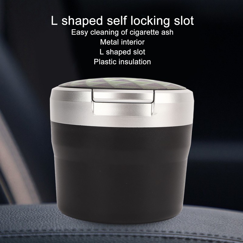 Portable Car Ashtray Mini Silver Edge Fire Prevention Smokeless Auto