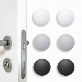 [6 Pack] [White/Gray/Black] Door Stoppers Wall Protector, Round Silicone Door Bumper, Self-Adhesive Wall Shield, Door Slamming Silencer, Door Knob Guard for Home, Office, School