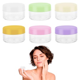 6 PCS Small Plastic Pots with Lids,10 ml Cream Travel Pots,Travel Pots for Toiletries for Creams Lotions Samples Cosmetics(6 colors)