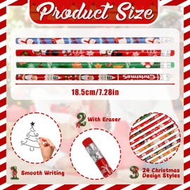MestectPET 72PCS Christmas Pencils, Xmas Pencils with Erasers in 24 Design, Christmas Pencils for Children Christmas Gifts, Classroom Prizes, Christmas Party Favor Supplies