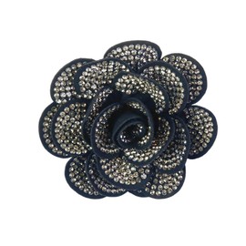 Dainty Rhinestone Rose Flower Brooch Lapel Pins for Women Her Fashion Crystal Camellia Flower Brooches Pin for Dress Accessories Jewelry Boutonniere Corsage Wedding Party Birthday Gift 70mm (Grey)