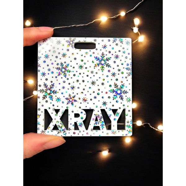 Holographic Snowflake Badge Buddy - 1/8 in thick acrylic -