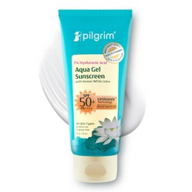 Pilgrim Pilgrim 1% Hyaluronic Acid Sunscreen Gel SPF 50 PA+++ | Broad Spectrum UVA/UVB & Blue Light Protection | Lightweight, Non-Greasy, Fast-Absorbing, Hydrating Aqua Gel | Face & Body | 1.76 Oz (50gm)