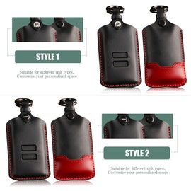 Friendship Key Card Case for Renault Handmade Leather Key Fob Car Key Covers with Keychian for Renault Captur/Clio/Kadjar/Zoe/Megane/Dacia（Black Upgrade, two fixed options）