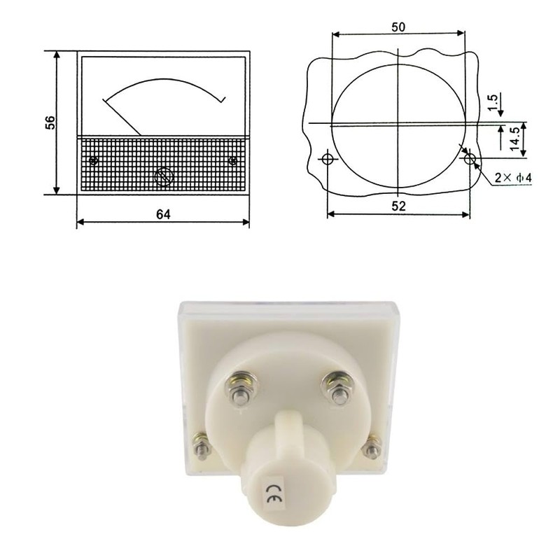 WITTKOWARE Analogue Recessed Meter with Hands 64 x 56 mm