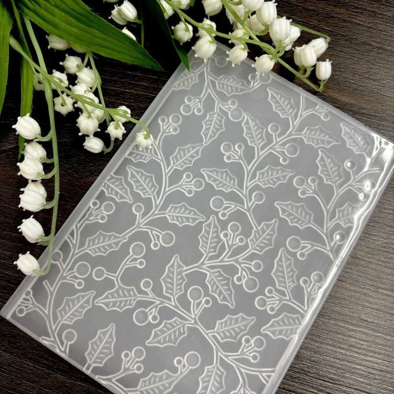 DIYology 3D Christmas Leaves Embossing Folders for Card Making, 3