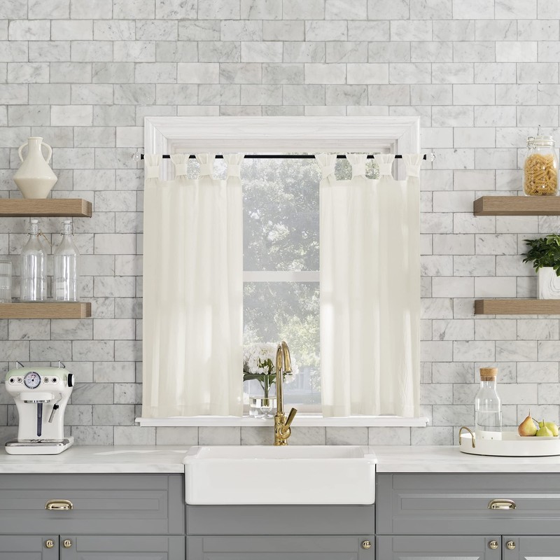Archaeo Washed Cotton Small Window Twist Tab Cafe Curtains, 52"