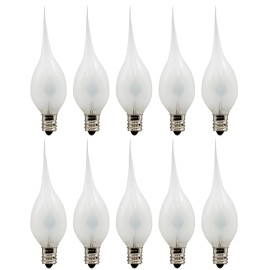 Creative Hobbies Silicone Dipped Flicker Flame C7 Bulbs, 1W 120V, E12 Candelabra Base - 10 pack