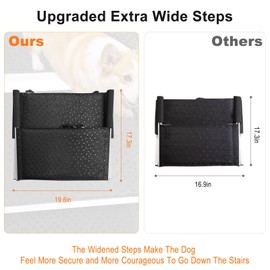 Extra Wide Dog Steps for Car: Folding Large Dogs Ramp & Ladder for SUV & Truck - Foldable & Portable High Bed Stairs for Small & Medium Pet
