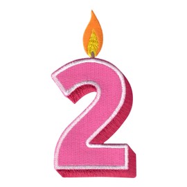 Pink Birthday Number 2 Iron On Patch, Iron On/Sew On - Appliques for Kids Baby