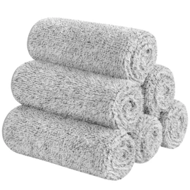 SINLAND Microfiber Face Towels Ultra Soft Facial Washcloths Face Cloth for Bath 12Inch x 12Inch 6 Pack Grey