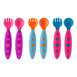 Modware - Toddler Cutlery - Set of 3 - Pink/Blue, Blue/Orange, Purple/Coral