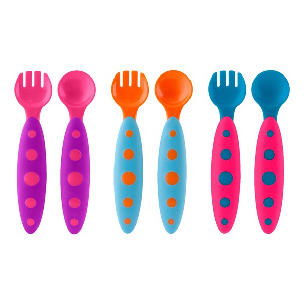 Modware - Toddler Cutlery - Set of 3 - Pink/Blue, Blue/Orange, Purple/Coral