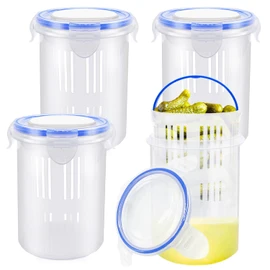 2 Pcs Pickle Jar with Strainer,45 oz Large Pickle Jar Container Leak Proof and Lock It Lid,Jalapeno Container Pickled Food Container for Olive Gherkin Dill Sliced Pickles