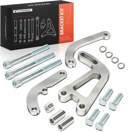 A-Premium Polished Aluminum Power Steering Pump Bracket Kit Compatible with Chevy Small Block 265 283 305 327 350 383 400 Engines with Long Water Pump