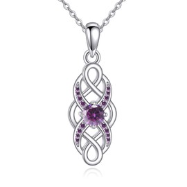 ONEFINITY Celtic Knot Necklace 925 Sterling Silver Infinity Necklace Irish Birthstone Pendant Infinity Celtic Knot Jewelry Gifts for Women February Birthstone