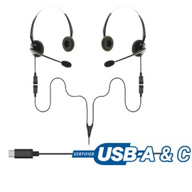 Project Telecom Training, Supervising & Coaching Headset Bundle - Wired USB-A & USB-C, Binaural, Black
