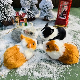 Set of 4 Hanging Guinea Pig Hamster Ornaments for Christmas Tree– Cute Christmas Tree Decorations, Festive Holiday Decor for Home and Office