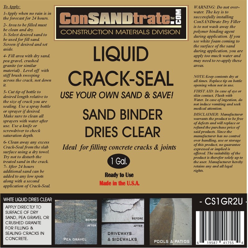 Consandtrate Crack-Seal, 1 Gallon/Ready to use. Apply to Dry Sand