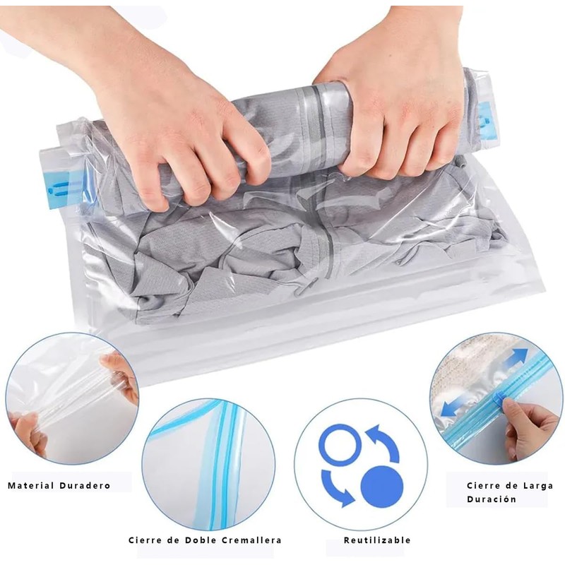 10 bolsas de Almacenamiento al vacio. Bolsas enrollables para ahorrar