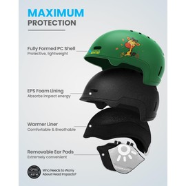 OutdoorMaster Kids Ski Helmet and Goggles Set, Snowboard Helmet, Durable PC Shell & EPS Foam, Snow Helmet 12 Cooling Vents, Dial Fit Skiing Helmet, Safety-Certified Snow Sport Helmets for Boys & Girls