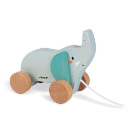 Janod - Walk-Along Wooden Elephant - Pull-Along Toy - Early-Learning and Early Years Toys - Teaches Motor Skills and Imagination - Wwf Partnership - Fsc Certified - from The Age Of 1, J08609, White