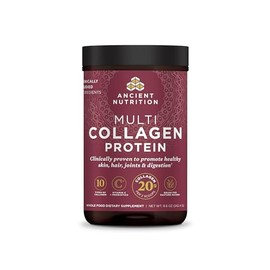Proteína en polvo de colágeno con vitamina C y probióticos de Ancient Nutrition, proteína multicolágeno, sin sabor, 24 porciones, péptidos de colágeno hidrolizados que apoyan la piel y las uñas, salud intestinal, 8 onzas