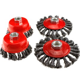4pc Twist Knot Semi Flat Wire Wheel Cup Brush Set Kit for 115mm Angle Grinder