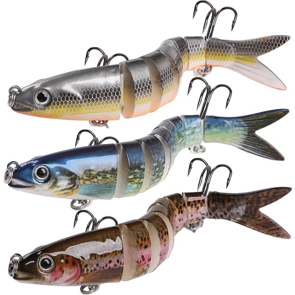 GeeRic Sea Fishing Lures, Sea Fishing Lures for Bass Perch Trout Pike Fishing Lures Perch Trout Multi Jointed Swimbaits Slow Sinking Bionic Swimming Lures Tackle Kit