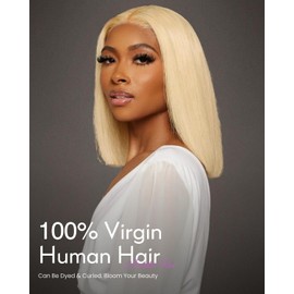 Arabella 5x6 Ready to Go Glueless Wigs Human Hair 210% Density 613 Blonde Bob Wig Human Hair 613 Lace Front Bob Wig Human Hair Pre-Cut Lace Glueless Wigs Human Hair (12inch, 5x6 Glueless Bob)