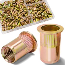 Vifmy 190pcs M4 Rivet Nut Set Metric Zinc Plated Carbon Steel Flat Head Thread Insert Nutsert Kit