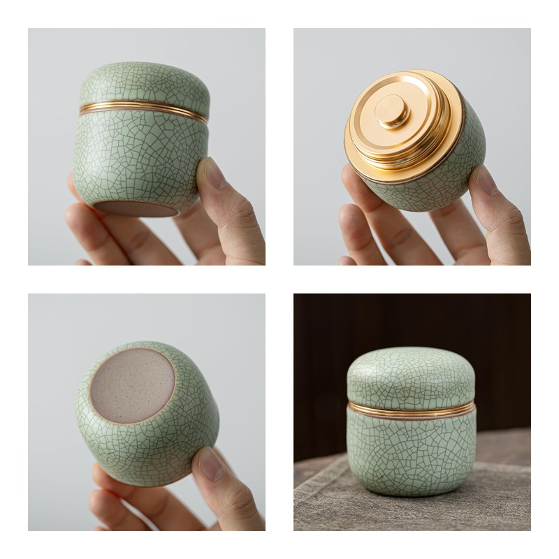 TEANAGOO Small Ceramic Matcha Container | 2.8 oz Portable Storage
