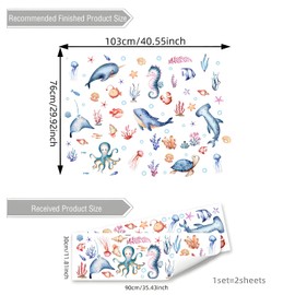 ZHIGOU Ocean Wall Stickers - Removable, Peel And Stick, Wall Decor For Boys And Girls Bedroom, Living Room, Bathroom, Nursery, Playroom, Underwater Ocean Decor