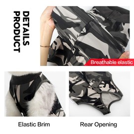 DOTON Cat Recovery Suit for Male and Female Surgical Post Surgery Soft Cone Onesie Shirt Clothes Neuter Licking Protective Diapers Outfit Cover Kitten Spay Collar(S, Camouflage)