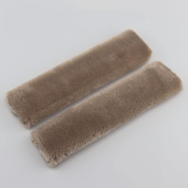 MIRKOO Plush Car Seat Belt Cover Pad, 2-Pack Soft Car Safety Seat Belt Strap Shoulder Pad for Adults and Children, Suitable for Car Seat Belt, Backpack, Shoulder Bag, Laptop Computer Bag(Light Brown)