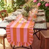HunnmingRe Ruffle Edge Striped Table Runner 118 x 15.7 Inch