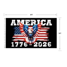 America 250th Birthday Flag 5X8Ft,USA 250 Years 1776 2026 Flags,Men Women Banner,Vibrant Colors, Double Stitched with 2 Brass Grommets, Bar Garden Street Decoration, GYM, Office Decor,Indoor Outdoor Use,Gifts. (Black, 5x8ft)