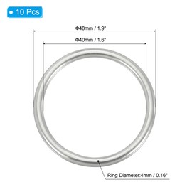 PATIKIL 10 Pcs Metal Rings 1.6 Inch 316 Stainless Steel Rings Marine Grade Multi-Purpose O Rings Welded Round Rings for Macrame, DIY Craft, Hardware, Belt, Dog Leash, 4x40mm