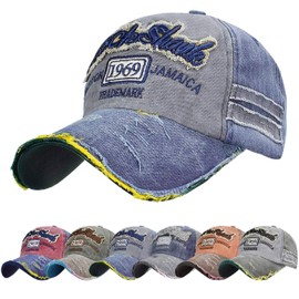 UMIPUBO Baseball Cap Classic Sports Casual Plain Sun Hat Unisex Adjustable Rock Shark Vintage Distressed Cotton Baseball Caps Edge Grinding Do Old Hat (grayblue, One Size)