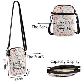 TSOTMO Sewing Gift Easily Distracted By Sewing Stuff Crossbody Bag Sewing Lover Gift Quilting Gift for Women (By Sewing CR CA)