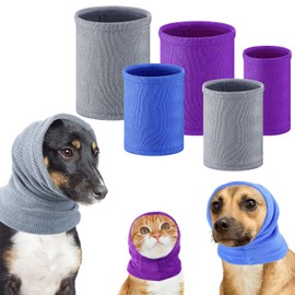 5 Pcs 3 Size Dog Head Wrap Neck Warmer Dog Neck and Ears Warm Winter Dog Pet Dog Snood Ear Cover Ear Wraps Sound Proof for Calming Cat Dog Anxiety Relief Grooming Bathing Noise Protection